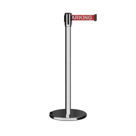 MONTOUR LINE Retractable Belt Rolling Stanchion, 2ft Pol.Steel Post  9ft. NoPa ME530-PS-NOPARRW-90